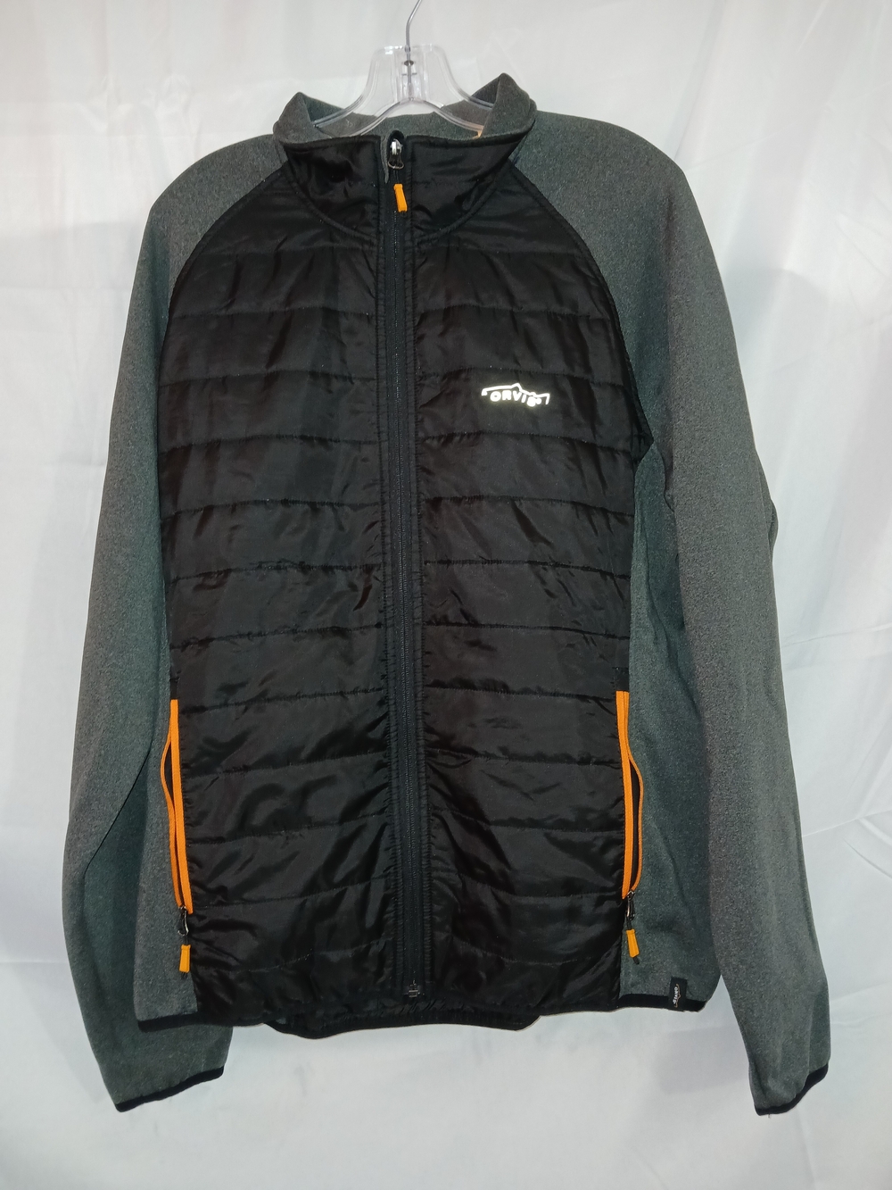 Orvis Men's Black and Gray Insulated Performance Jacket with Orange Trim